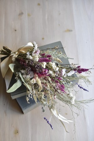 1点モノ Interior Swag ドライフラワースワッグ ケイトウとスターチス Always Flowers By La Nature