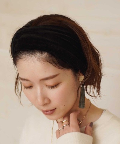 ロングヘアでもショートヘアでも コーデュロイ ワイド ヘアターバン ヘアバンド Base Mag