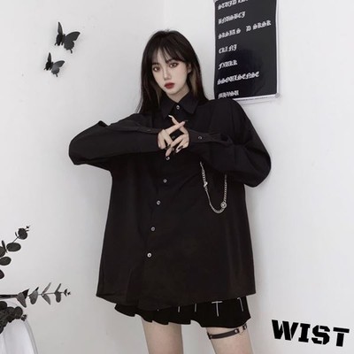チェーン付きの可愛い韓国ファッション系シャツ Base Mag