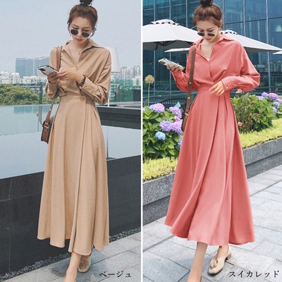 本日のセール商品 長袖ワンピース 韓国風 上品 Ol ワンピース30代 フォーマルワンピ Base Mag
