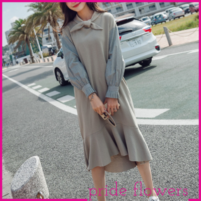 最旬トレンド ベイクドカラー カーキワンピース Base Mag