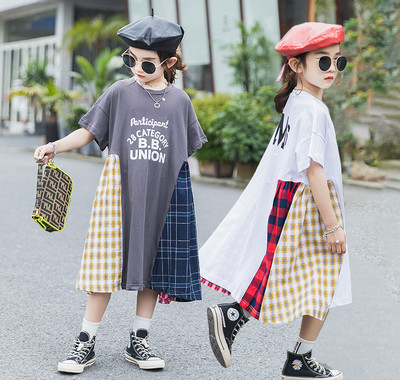 韓国子供服 Gameness夏物新作 パッチワークワンピース グレー Base Mag