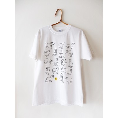 一筆書きの動物イラストtシャツ Base Mag