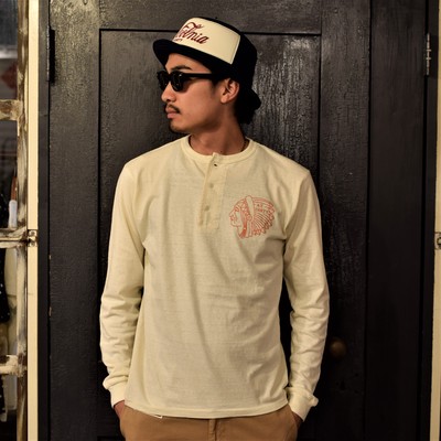 AT-DIRTY(アットダーティー)/INDIAN L/S HENRY TEE (NATURAL)
