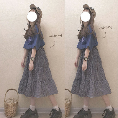 日系春秋キュートレトロ学園風ファッションハイウエストスカート Base Mag