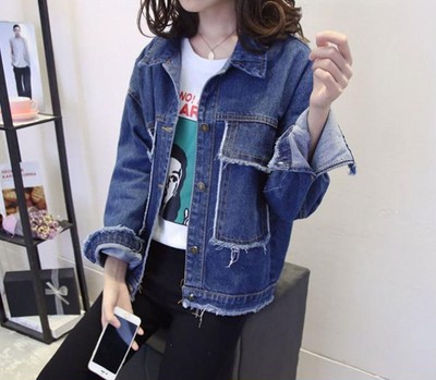 秋物 クラッシュ加工 デニムジャケット レディースアウター デニム ジャケット ジージャン Gジャン Base Mag