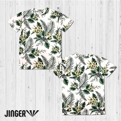 夏定番 ボタニカル柄ランニングtシャツ ホワイト Base Mag