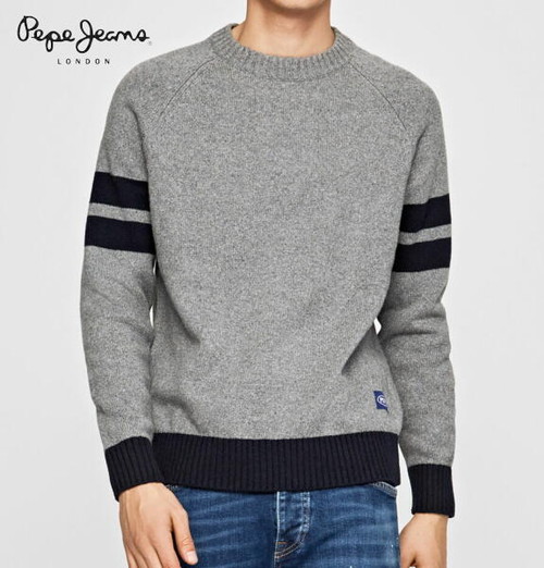 ペペジーンズ ニット セーター クルーネック メンズ トップス PEPE JEANS LONDON JIMY SPORTY STYLE JUMPER GREY MARL【正規取扱店】