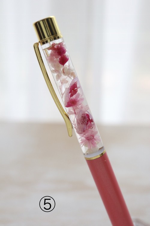 ハーバリウムボールペン ピーチピンクゴールド 花織 はなおり
