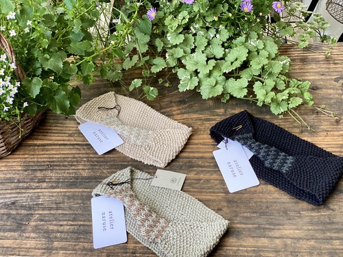 atelier naruse コットンリネン~zig-zag~ ニットターバン atelier naruse コットンリネン~zig-zag~ ニットターバン