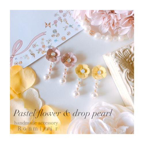 Pastel flower & drop pearl
