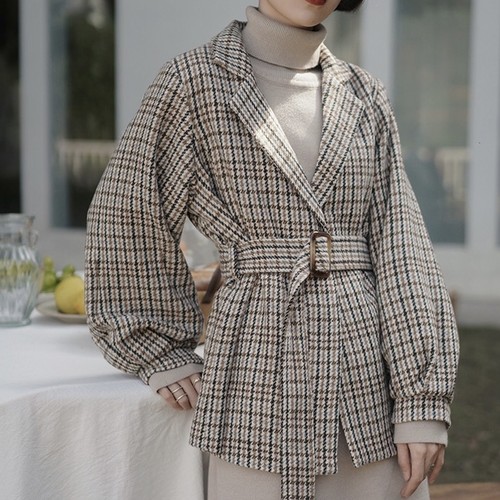 balloon sleeve check jacket balloon sleeve check jacket