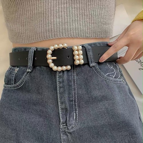pearl buckle belt pearl buckle belt