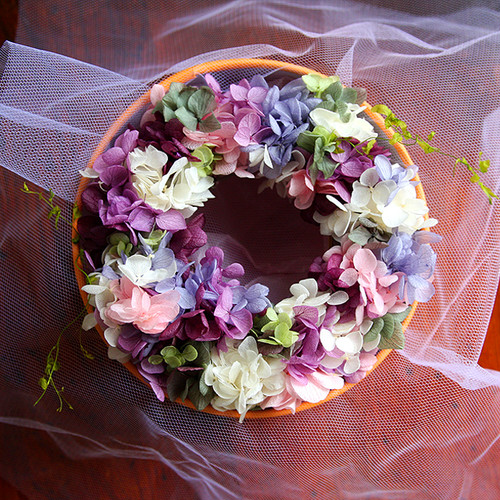 プリザーブドフラワー ドライフラワー ミニリース ｇｉｆｔ ｂｏｘ パープル グリーン系 Sevenorange オレンジマルシェ