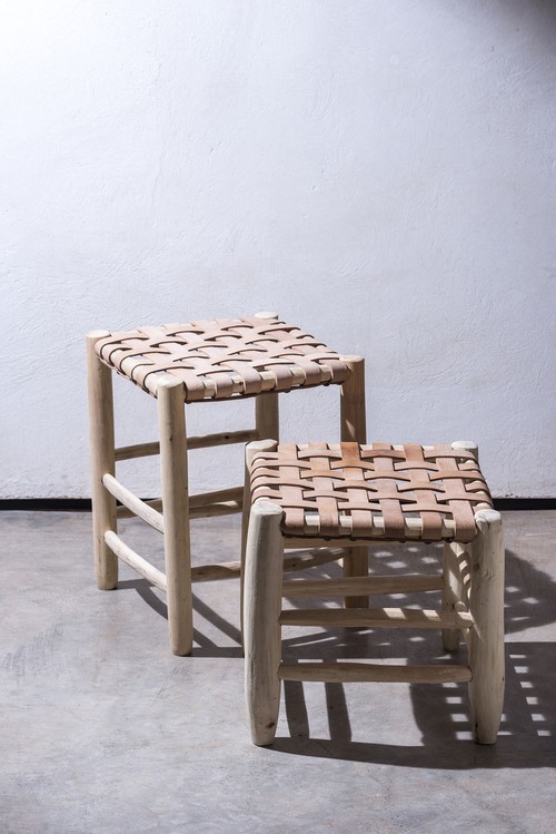 LEATHER MESH STOOL small