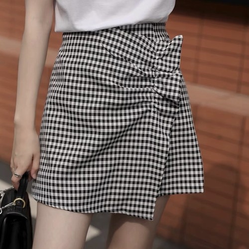 tack frill check skirt pants tack frill check skirt pants
