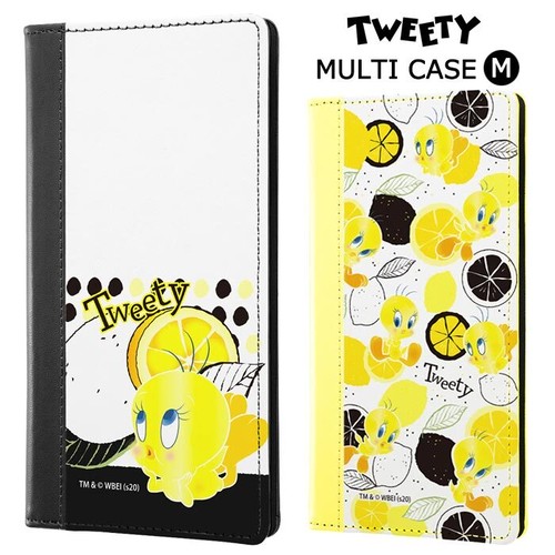 多機種対応 ルーニー テューンズ 汎用 手帳型ケース Flex Mサイズ 手帳型 手帳 ケース カバー マルチ マルチケース かわいい キャラクター グッズ トゥイーティー Tweety カード収納 Galaxy Aquos Xperia Iphone Arrows 多機種 スマホケース スマホカバー S In 7g323 Stars