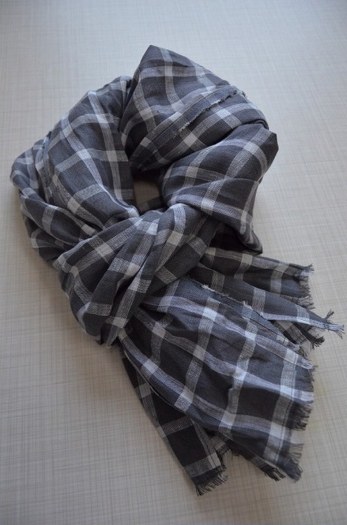 グレーチェックストール Kotimekko