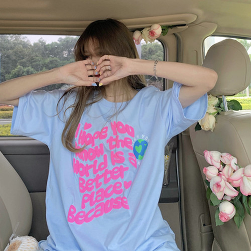 送料無料 ネオンカラープリントtシャツ A 韓国レディースファッション通販 Whidy