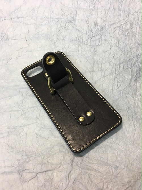 iPhoneホルダー 牛ヌメ革 ブラック