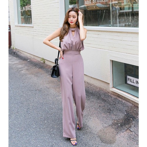 春夏 ドレス パンツドレス オールインワン ワンピース ノースリーブ ホルターネック パーティ 結婚式 二次会 街角のカフェテラス