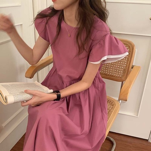 送料無料 レトロバイカラーワンピース W 韓国レディースファッション通販 Whidy