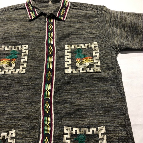 70s  Guatemala Cotton Shirts グアテマラシャツ グリーン Mほど