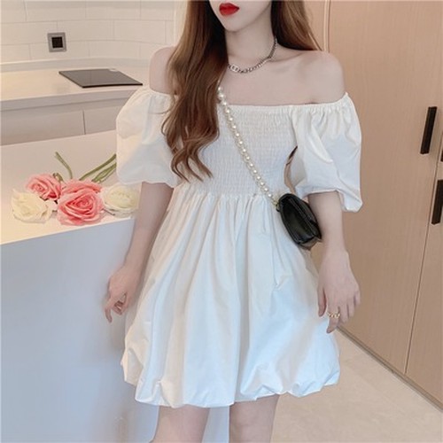 送料無料 スウィート パフ 白 ワンピース 女 フランス語 優しい 西洋風 若くなる ふわふわ 短 A 韓国レディースファッション通販 Whidy