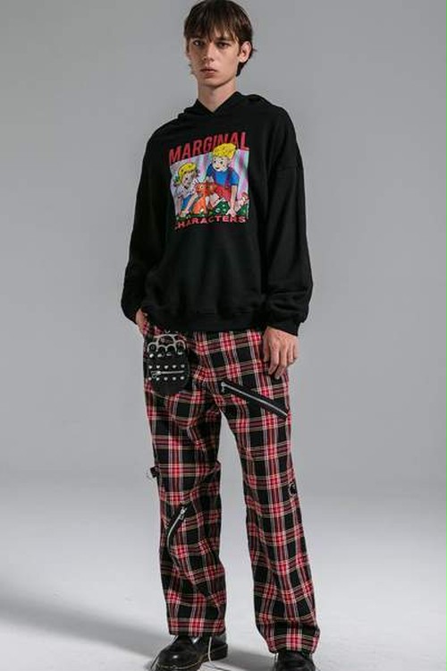 Mgct Multiple Zippers Plaid Pants チェックパンツ ワイドパンツ 韓国 上海 中国 Oy ブランド ファッション メンズ ユニセックス ストリート Ricordo