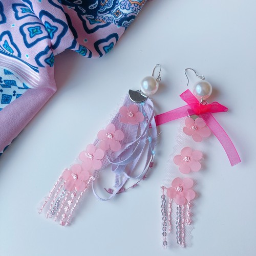 ピアス イヤリング 桜リボン Missgina