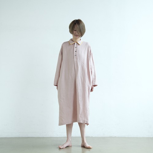 シラクーサ フレンチリネンワンピース 朝焼けのうすピンク E Co