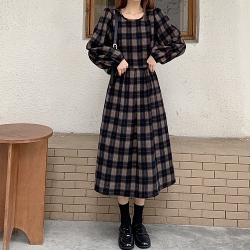 2色 Uネックチェック柄フレアワンピ 125 Sucrier シュクリエ お砂糖みたいに甘くてかわいい 量産型プチプラガーリー服 通販