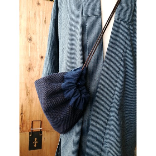 道中袋 藍染め刺し子織り せっぷくぴすとるず名物 本店