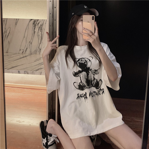 ガーリーベアプリントビッグTシャツ A55 ガーリーベアプリントビッグTシャツ A55