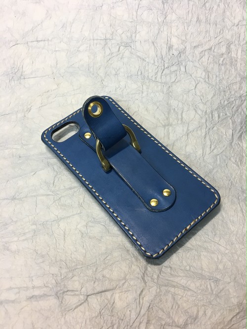 iPhoneホルダー 牛ヌメ革 ブルー