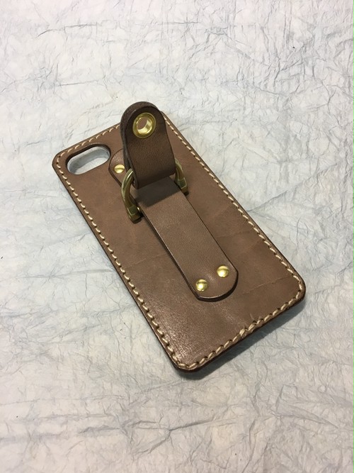 iPhoneホルダー 牛ヌメ革 ライトチョコレート