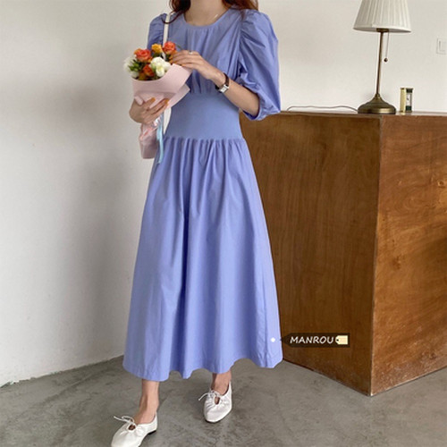 送料無料 夏 気質 優しい紫 伸縮性 コルセット ワンピース 女 韓国風 着やせ A652 韓国レディースファッション通販 Whidy