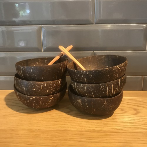 ココナッツボール 4個セット Coconut Bowls & Wooden Spoons : Set of 4 ココナッツボール 4個セット Coconut Bowls & Wooden Spoons : Set of 4