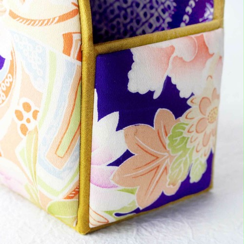 和風インテリア雑貨 ファイルBOX 青 花・鼓文様 kimono style interior ayahime