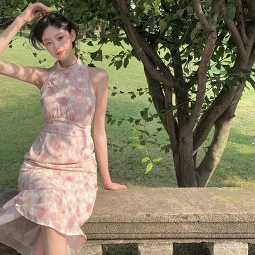 送料無料 レトロ 気質 チャイナドレス 女 夏 妖精 仙 森 省 ワンピース ウエストマー A 韓国レディースファッション通販 Whidy