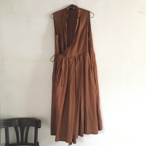 Sa Rah 衿つきカシュクールワンピース ノースリーブ ブラウン 歩音 あるね