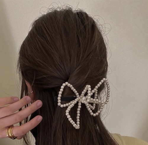 pearl ribbon barrette pearl ribbon barrette