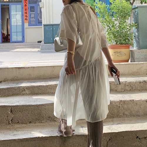 asymmetry sheer apron asymmetry sheer apron