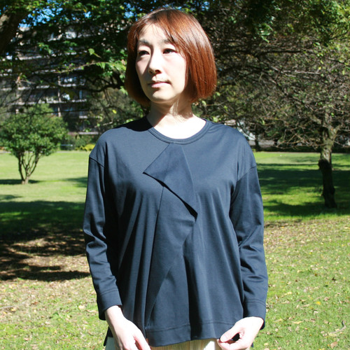 アシャオーガニック　Origamiタック8分袖Tシャツ