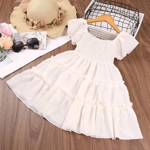 白 ワンピース 夏 半袖 女の子 ベビー キッズ シンプル 可愛い 21 Ayu Select