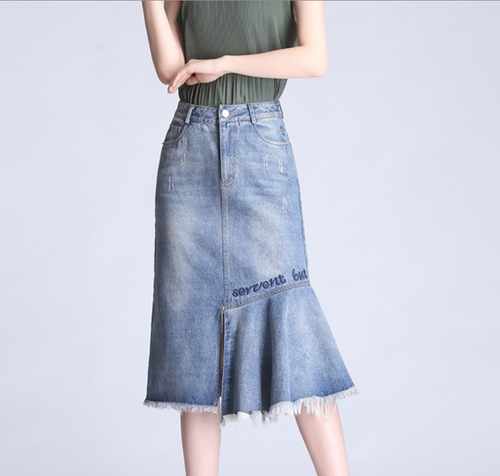 デニム タイト スカート デニムスカート タイトスカート カジュアル フレア スリット 綺麗め 大人 上品 大人カジュアル セレカジ 韓国 ファッション Aero True