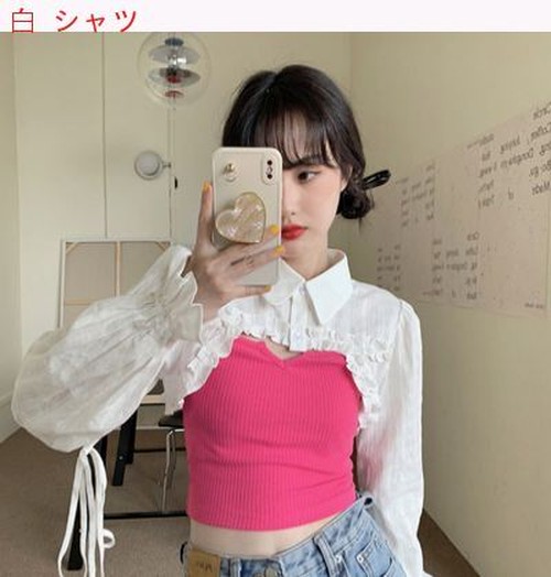送料無料 白 長袖 シャツ 女 設計感 夏 緻 トップス フランス語 アンティーク A651 韓国レディースファッション通販 Whidy