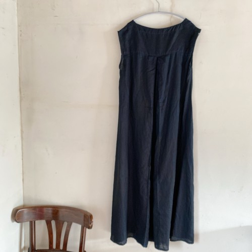 Sa Rah フレンチスリーブトリプルタック前後ワンピース ロング インディゴリネン 歩音 あるね