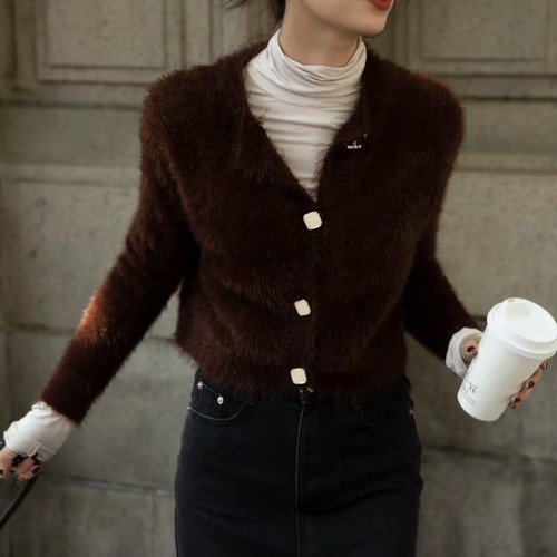 square button mohair cardigan 4c's square button mohair cardigan 4c's