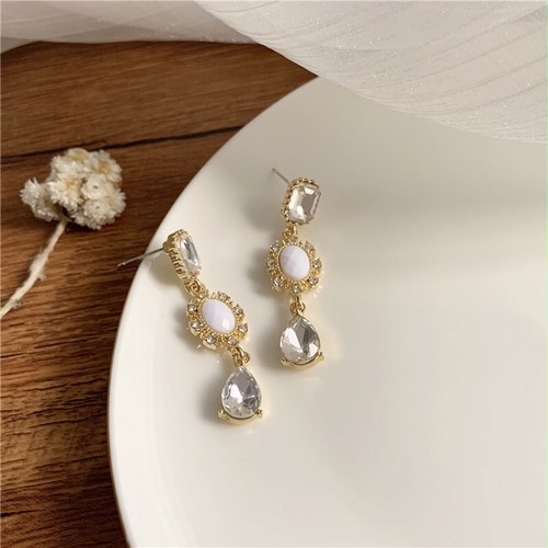 crystal × white stone pierce/earring crystal × white stone pierce/earring
